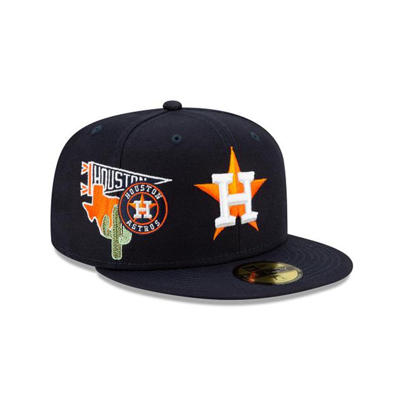 MLB Houston Astros City Patch 59Fifty Fitted (AVO8586) - Blue New Era Caps